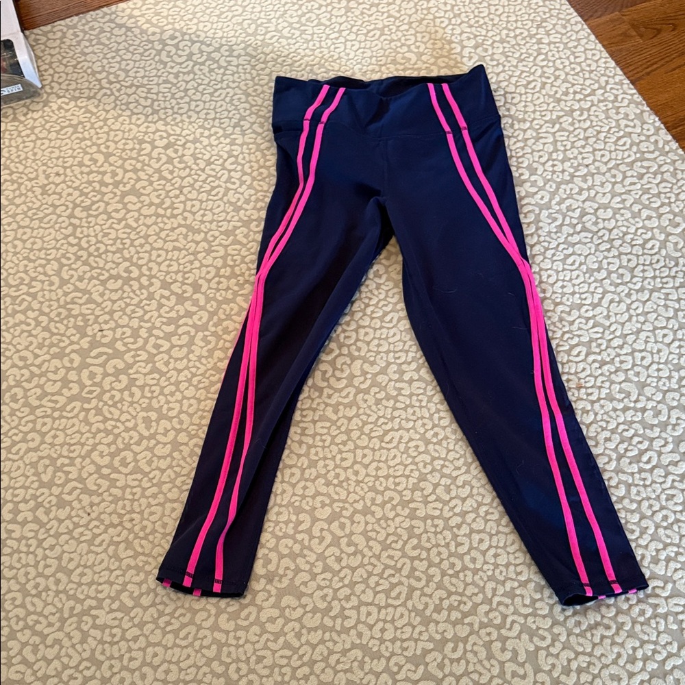 Lilly Pulitzer Navy Leggings with Pink Stripes